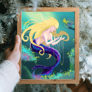 Treasure hunting mermaid Art Print